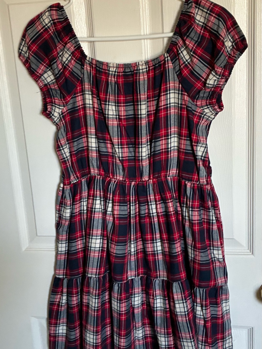 The Children's Place Red, White & Blue Plaid Tiered Peasant Dress
